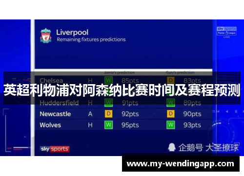 英超利物浦对阿森纳比赛时间及赛程预测 英超利物浦对阿森纳比赛时间及赛程预测