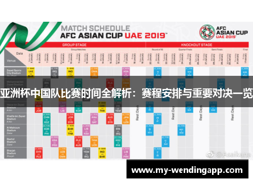 亚洲杯中国队比赛时间全解析:赛程安排与重要对决一览 亚洲杯中国队比赛时间全解析:赛程安排与重要对决一览
