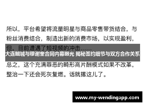 大连鲲城与穆谢奎合同内幕曝光 揭秘签约细节与双方合作关系