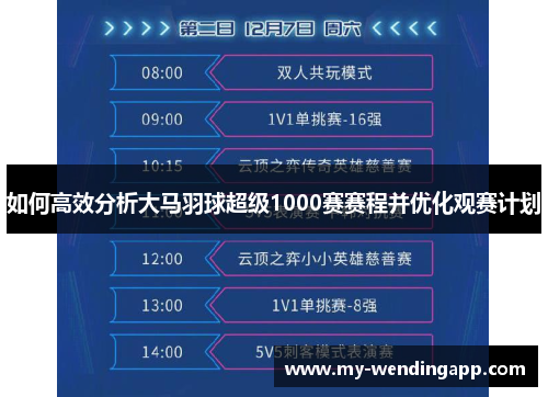 如何高效分析大马羽球超级1000赛赛程并优化观赛计划